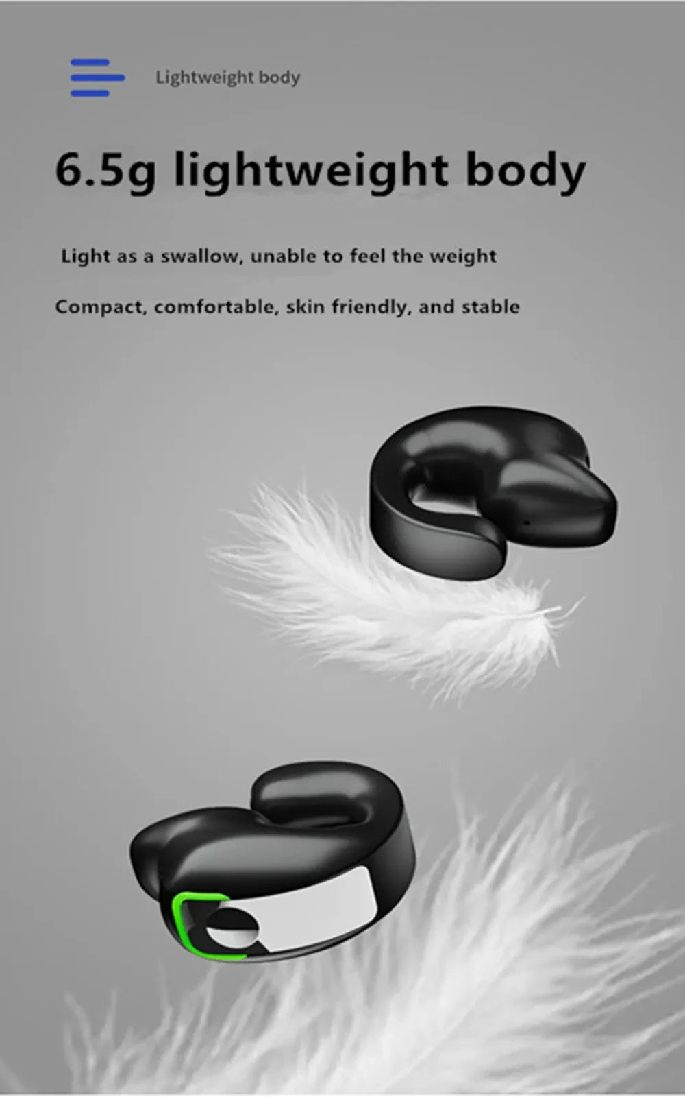 Fones de Ouvido  Condução Óssea Bluetooth com Microfone e Redução de Ruído