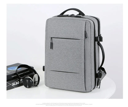 Mochila de Viagem e Trabalho – Impermeável, Expansível, com Porta USB e Compartimento para Notebook 15.6"moch
