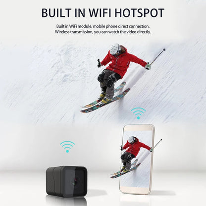Mini Câmera Esportiva Portátil 1080P HD com Wi-Fi e Suporte à Prova d'Água