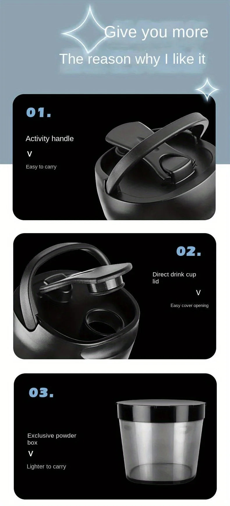 Copo Misturador Automático Portátil – 650ml, Recarregável, Ideal para Shakes de Proteína, Esportes e Fitness