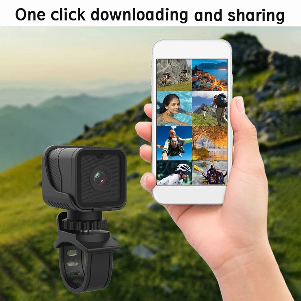 Mini Câmera Esportiva Portátil 1080P HD com Wi-Fi e Suporte à Prova d'Água