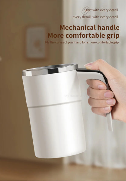 Rechargeable Automatic Blender Cup – Stainless Steel, Magnetic Rotation, Ideal for Coffee and Beverages