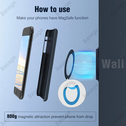 Suporte Magnético  Anel para iPhone  MagSafe, Suporte de Parede, Carro