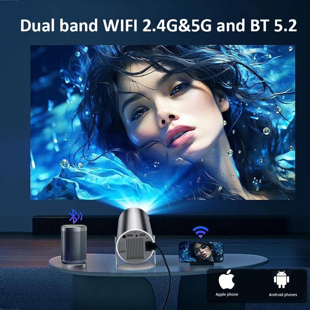 Projetor 4K Portátil  HY300 Plus foco eletrônico remoto  Bluetooth