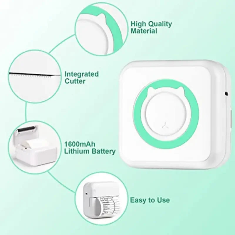 Mini Impressora Térmica Bluetooth – Sem Tinta, Para Etiquetas e Fotos