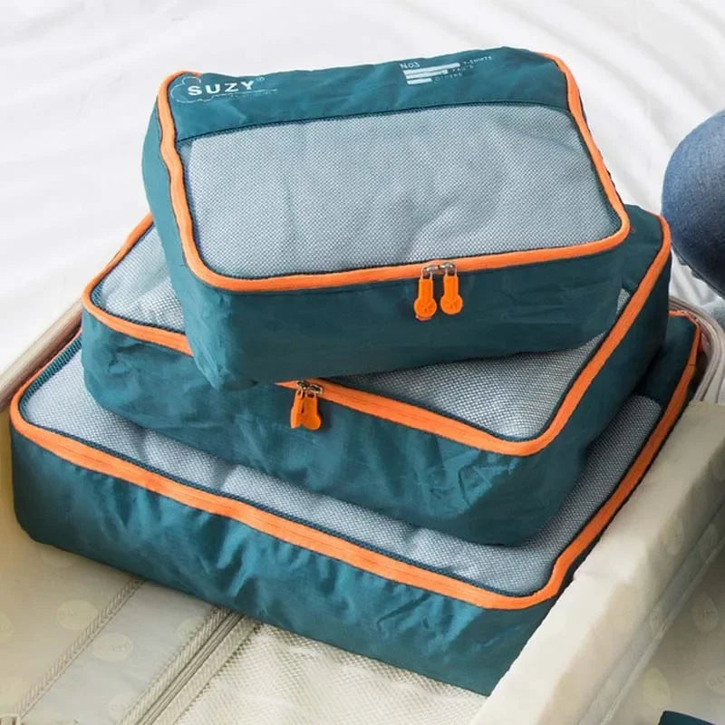 Conjunto de Organizadores de Viagem – 6 ou 7 Peças, Bolsas para Mala, Roupas e Sapatos, Compacto e Portátil