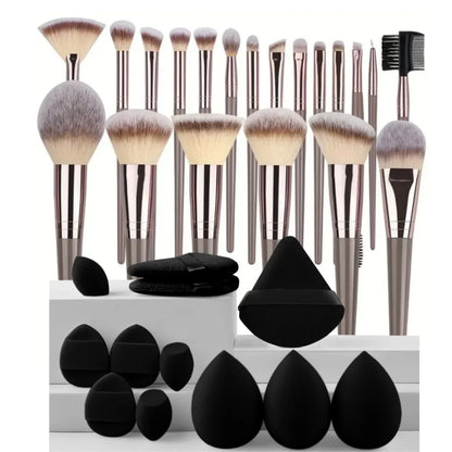 Conjunto Profissional de Pincéis Esponjas de Maquiagem