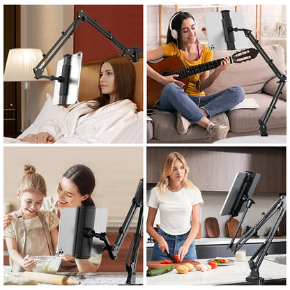 Suporte Giratório para Tablet e Celular – Compatível com Dispositivos de 4'' a 12.9'' | Ajustável com Braço Longo para Cama e Mesa