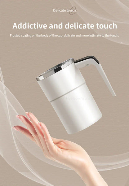 Rechargeable Automatic Blender Cup – Stainless Steel, Magnetic Rotation, Ideal for Coffee and Beverages