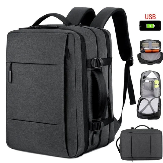 Mochila de Viagem e Trabalho – Impermeável, Expansível, com Porta USB e Compartimento para Notebook 15.6"moch