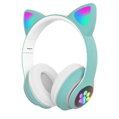 Fone de Ouvido Bluetooth com Orelhas de Gato - Som Estéreo com Luz LED