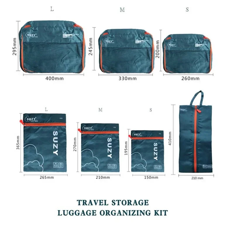 Conjunto de Organizadores de Viagem – 6 ou 7 Peças, Bolsas para Mala, Roupas e Sapatos, Compacto e Portátil
