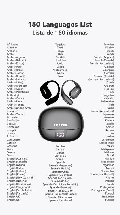 Fones de ouvido AI tradutor sem fio Bluetooth 5.4 135 Idiomas