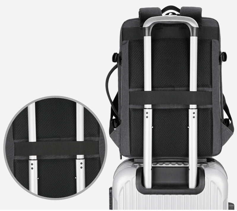 Mochila de Viagem e Trabalho – Impermeável, Expansível, com Porta USB e Compartimento para Notebook 15.6"moch