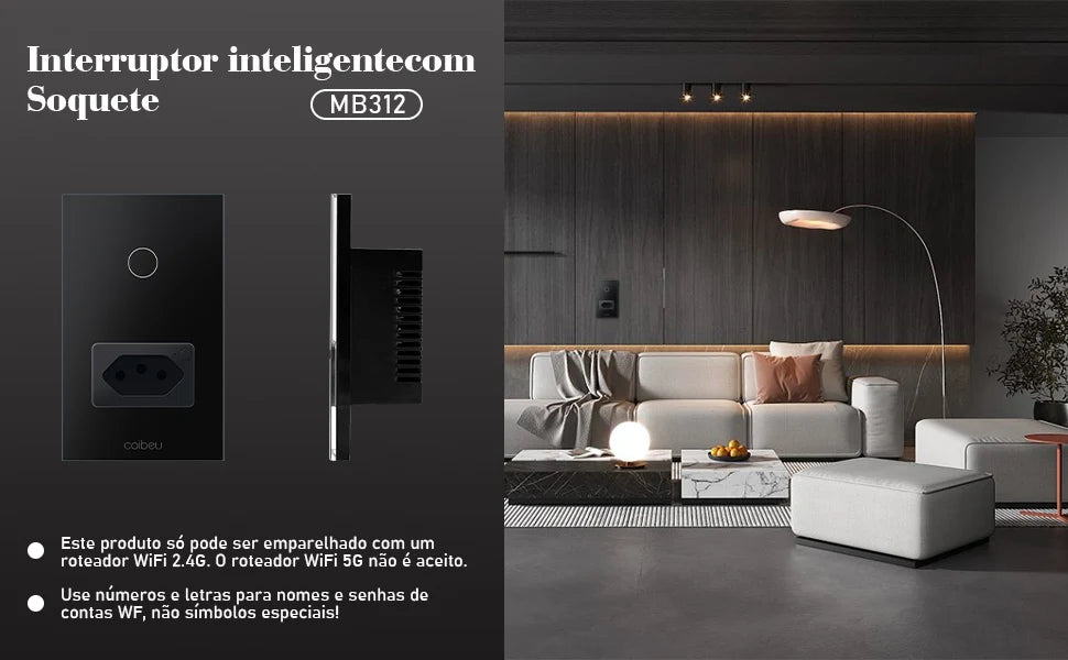 Interruptor Tomada inteligente touch wi fi com Neutro