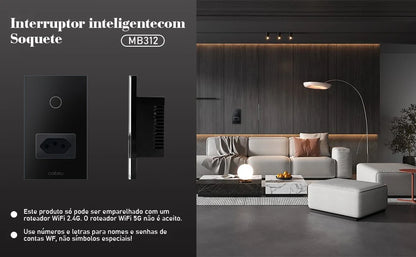 Interruptor Tomada inteligente touch wi fi com Neutro