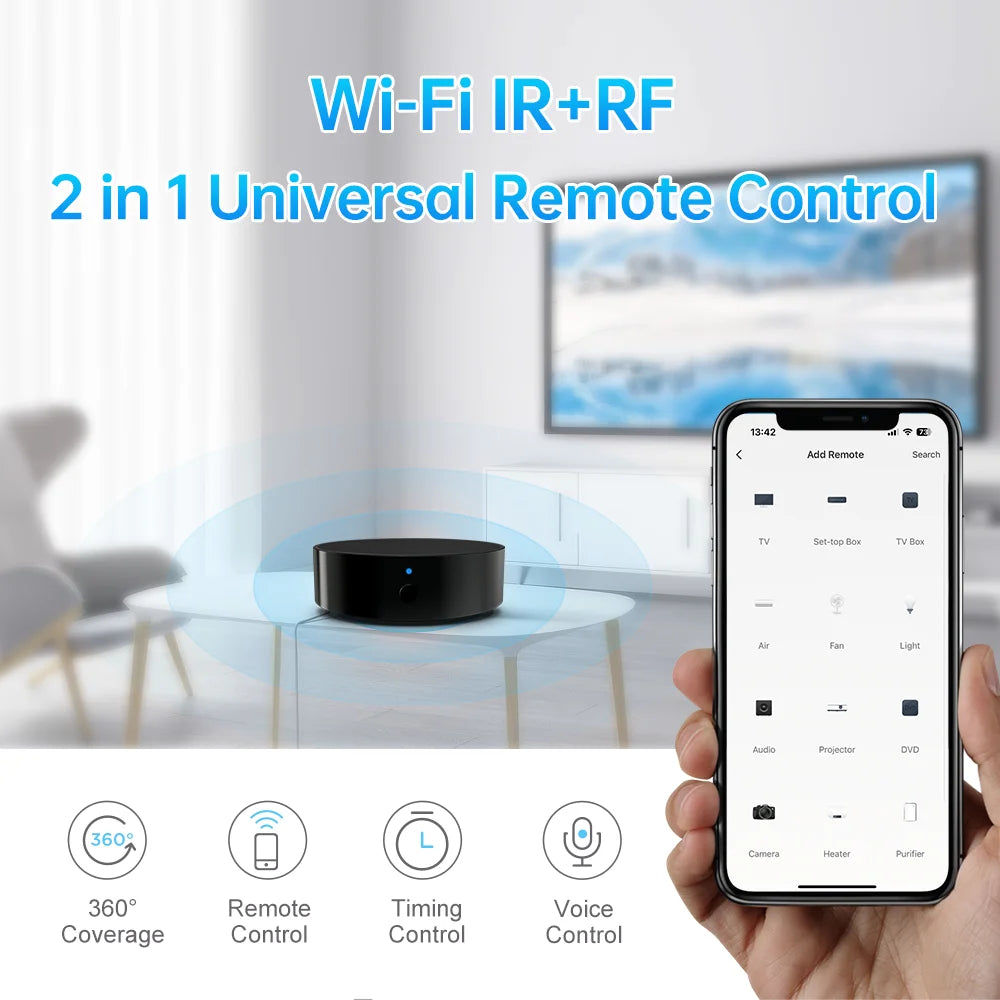 WiFi Smart Remote Control for Smart Home, Compatible with TV, Air Conditioner, Alexa and Google Home