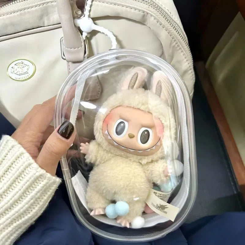 Bolsa Protetora de Vinil para Boneco Labubu – Transparente, à Prova de Poeira