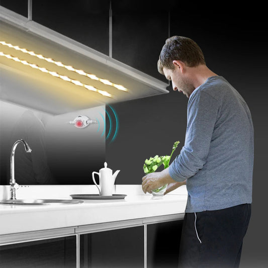 DC 12V Flexible LED Strip with Motion Sensor – Emergency Night Light for Cabinet, Kitchen and Bed