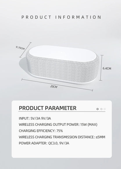 Despertador Carregador Sem Fio – Relógio LED, Luz Noturna, Termômetro e Base de Carregamento