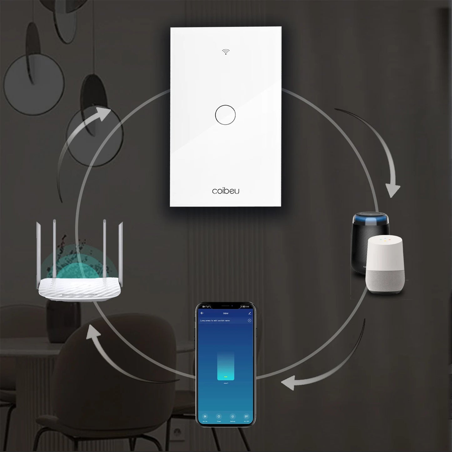 Interruptor Tomada inteligente touch wi fi com Neutro