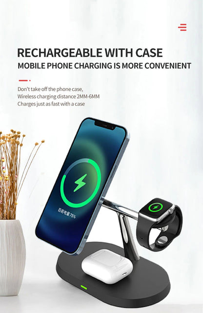 Carregador Sem Fio 3 em 1  Estação de Carregamento para iPhone  Apple Watch e AirPods