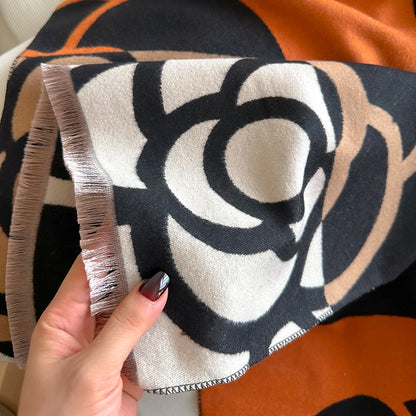 Cachecol Feminino Luxo Floral – Estilo Pashmina Toque de Cashmere 185x65cm