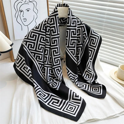 Lenço Feminino Luxo Estampa Elegante – 90x90cm em Cetim