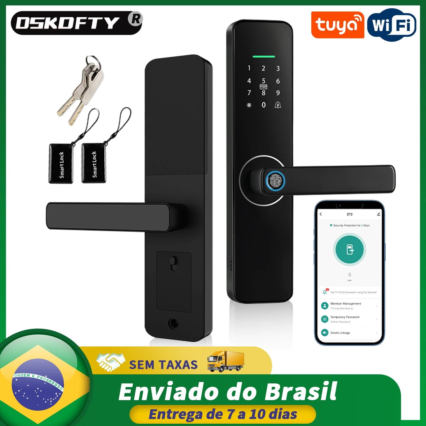 Fechadura Digital WIFI Eletrônica desbloqueio remoto impressão digital