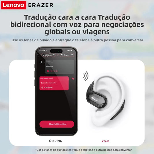 Fones de ouvido AI tradutor sem fio Bluetooth 5.4 135 Idiomas