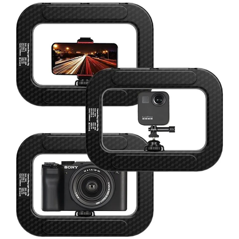 Iluminador Ring Light Retangular Portátil com Suporte