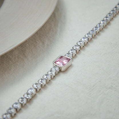 Conjunto Pulseira com Zircônia Rosa