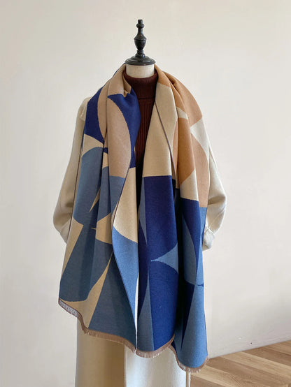 Cachecol Feminino Luxo – Dupla Face com Estampa Geométrica | Toque de Cashmere