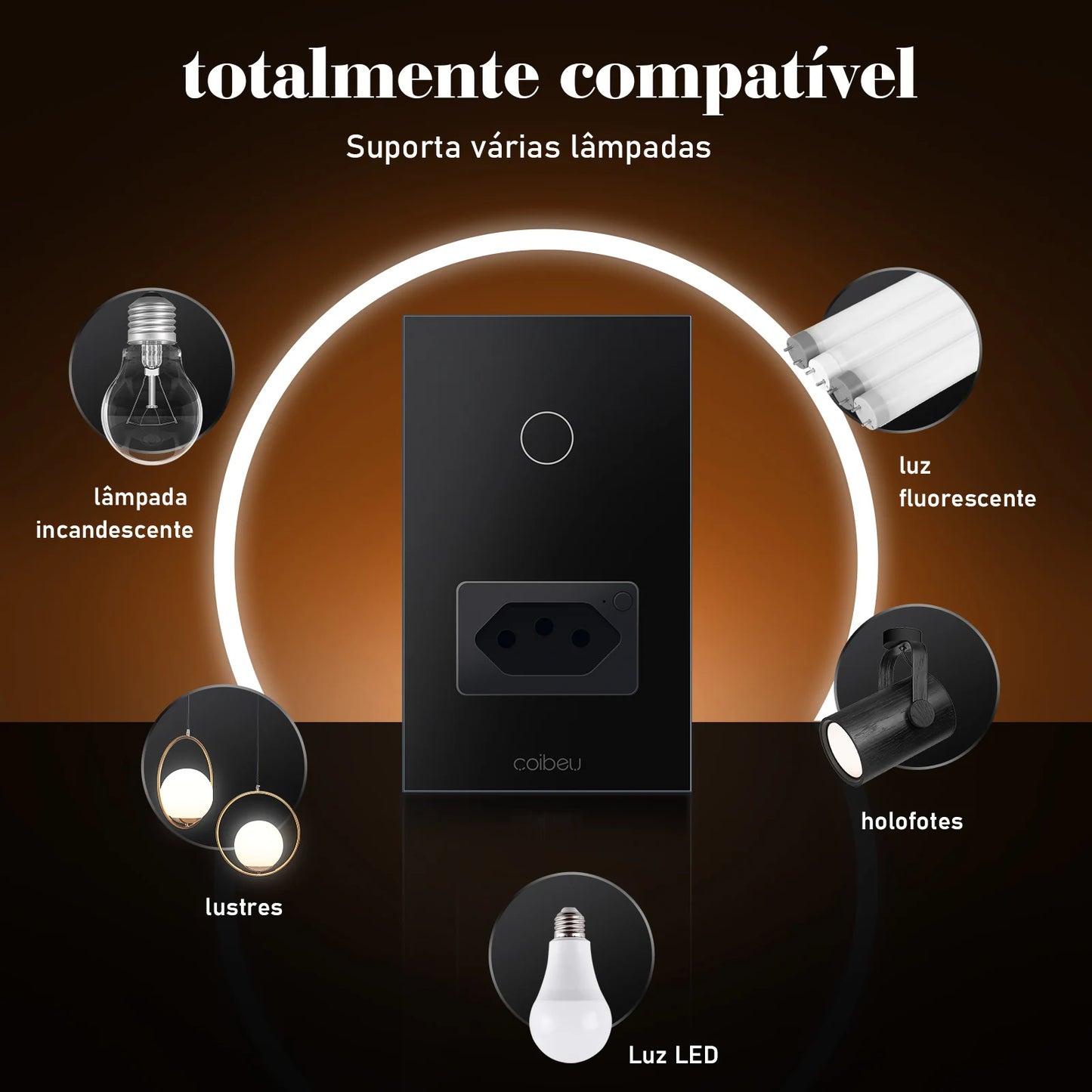Interruptor Tomada inteligente touch wi fi com Neutro