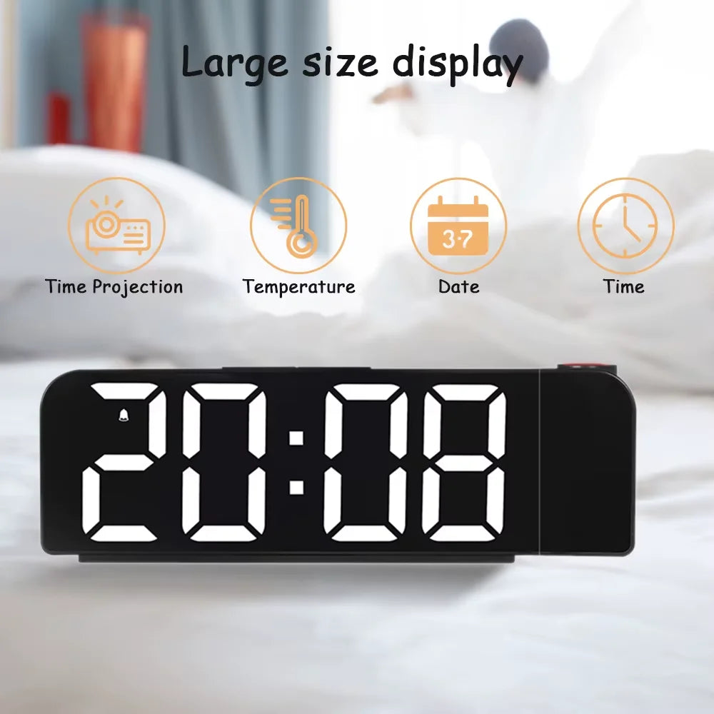 Relógio de Mesa Despertador Digital com Projeção LED Modo Noturno,