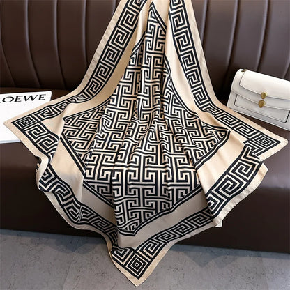 Lenço Feminino Luxo Estampa Elegante – 90x90cm em Cetim