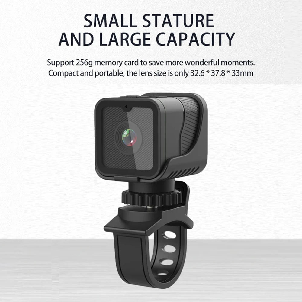Mini Câmera Esportiva Portátil 1080P HD com Wi-Fi e Suporte à Prova d'Água