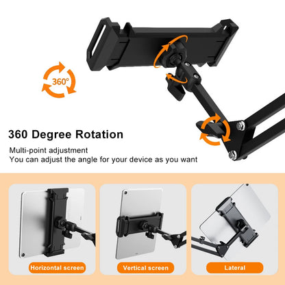 Suporte Giratório para Tablet e Celular – Compatível com Dispositivos de 4'' a 12.9'' | Ajustável com Braço Longo para Cama e Mesa