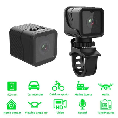 Mini Câmera Esportiva Portátil 1080P HD com Wi-Fi e Suporte à Prova d'Água
