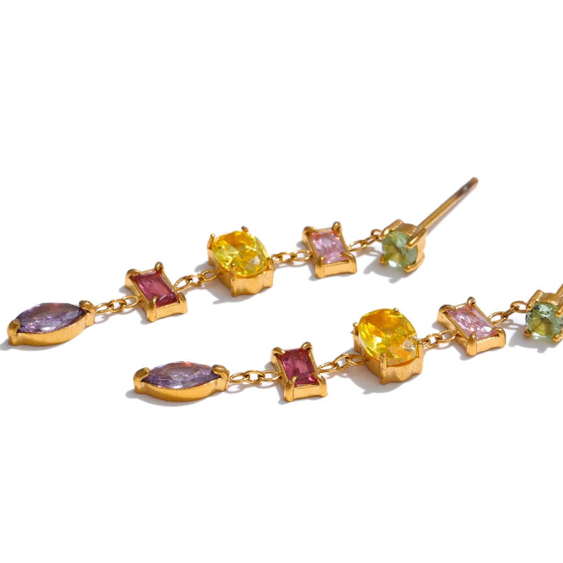 Brincos com Zircônias Coloridas