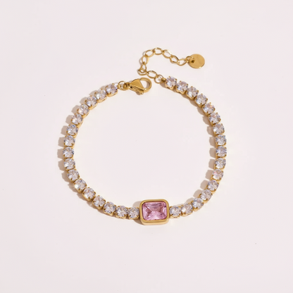 Pulseira com Zircônia Rosa