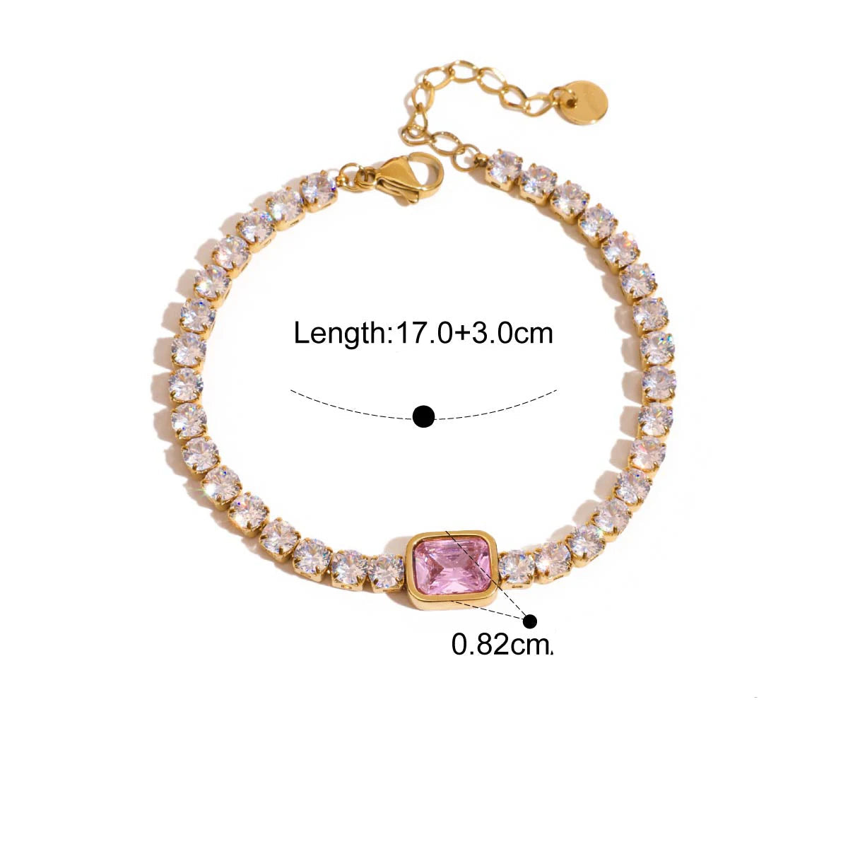 Pulseira com Zircônia Rosa