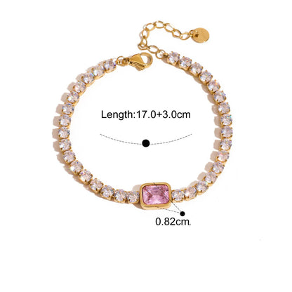 Pulseira com Zircônia Rosa