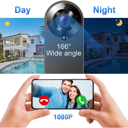 Campainha de Vídeo WiFi Inteligente 1080P Detecção de Movimento