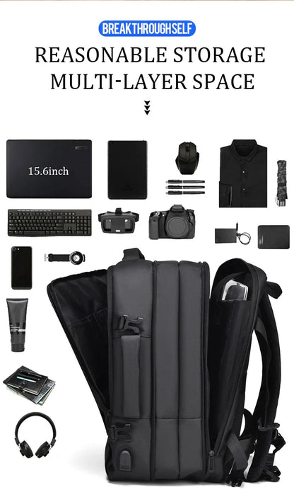 Mochila  – Impermeável, Expansível, com Porta USB e Compartimento para Notebook 15.6”