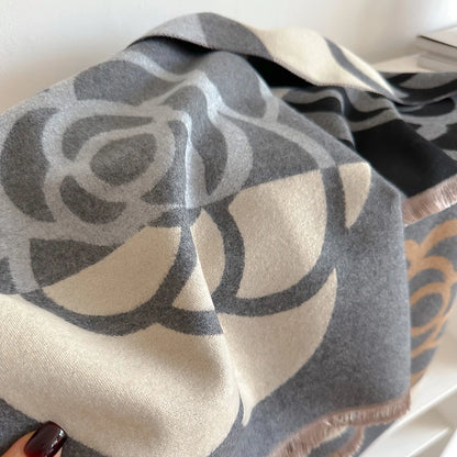 Cachecol Feminino Luxo Floral – Estilo Pashmina Toque de Cashmere 185x65cm