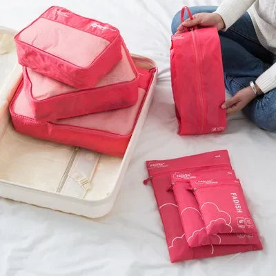 Conjunto de Organizadores de Viagem – 6 ou 7 Peças, Bolsas para Mala, Roupas e Sapatos, Compacto e Portátil