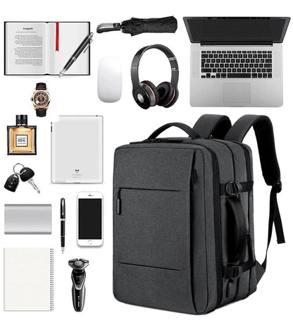 Mochila de Viagem e Trabalho – Impermeável, Expansível, com Porta USB e Compartimento para Notebook 15.6"moch