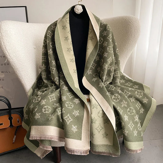 Cachecol Feminino Quente – Dupla Face, Estilo Retrô