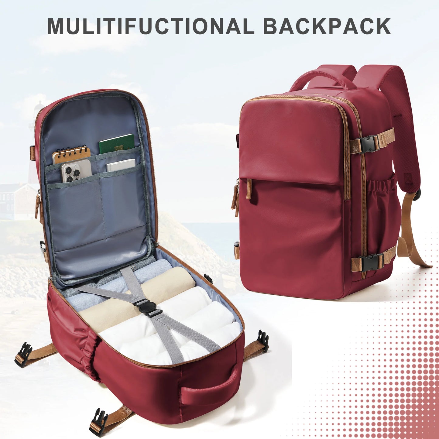 Mochila de Viagem  – 40x30x20cm  Leve, Resistente e com Compartimento para Notebook 15.6